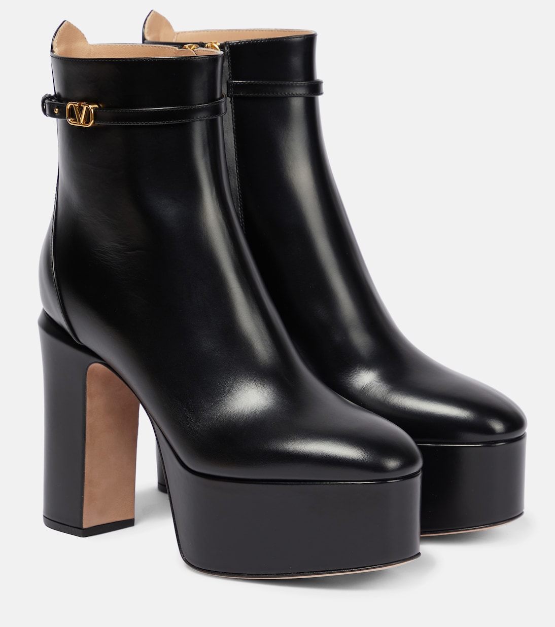 Tan-Go leather platform ankle boots | Valentino Garavani