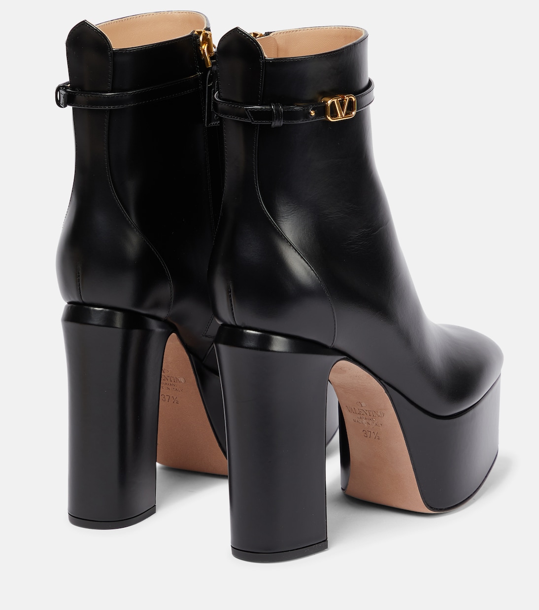 Tan-Go leather platform ankle boots | Valentino Garavani