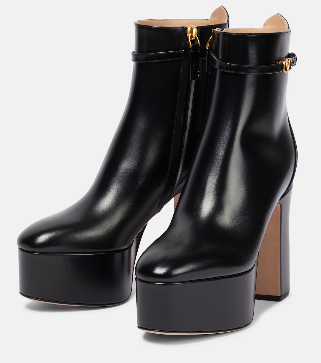 Tan-Go leather platform ankle boots | Valentino Garavani