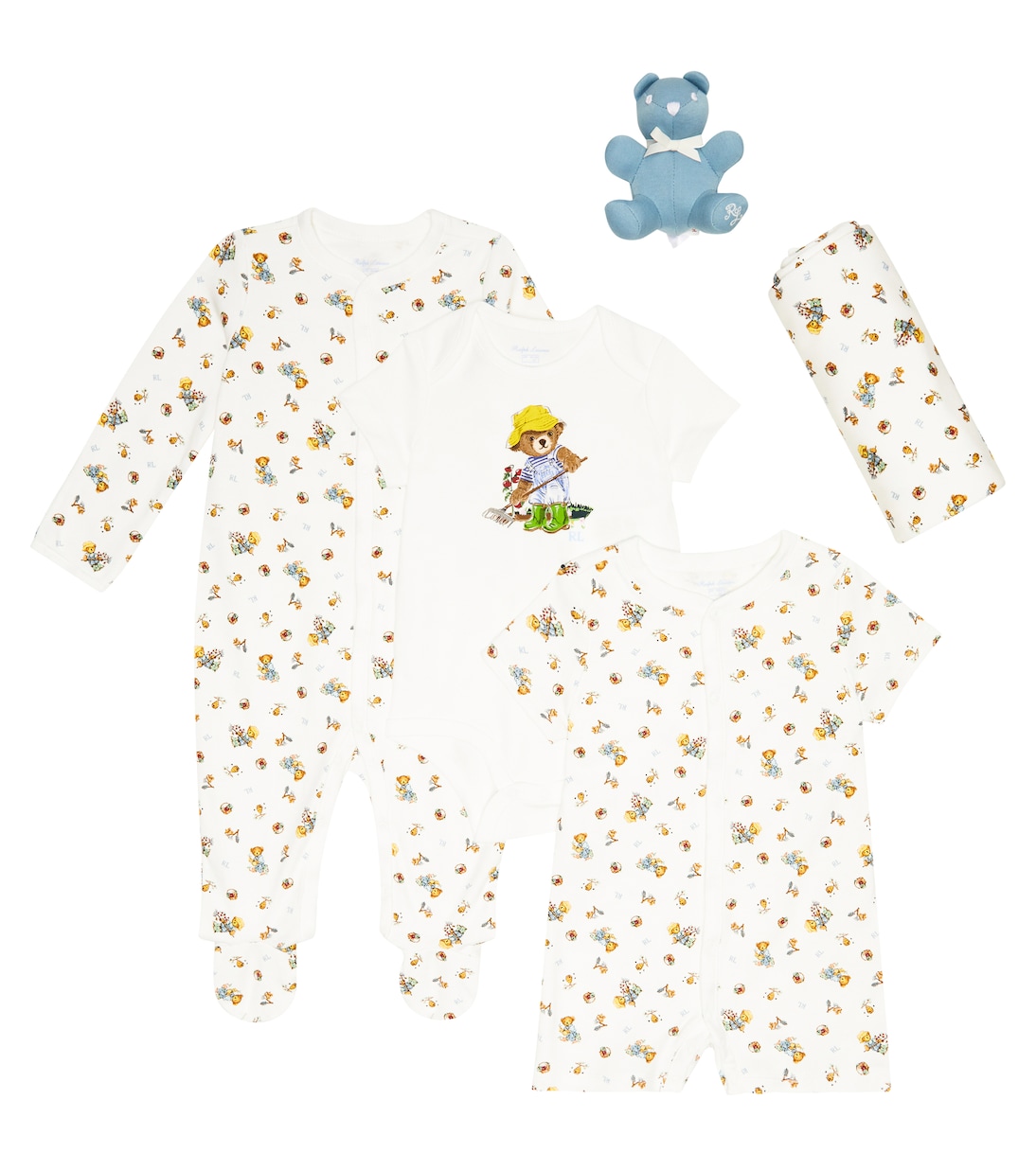 Baby Polo Bear playsuit, bib, and beanie set | Polo Ralph Lauren Kids
