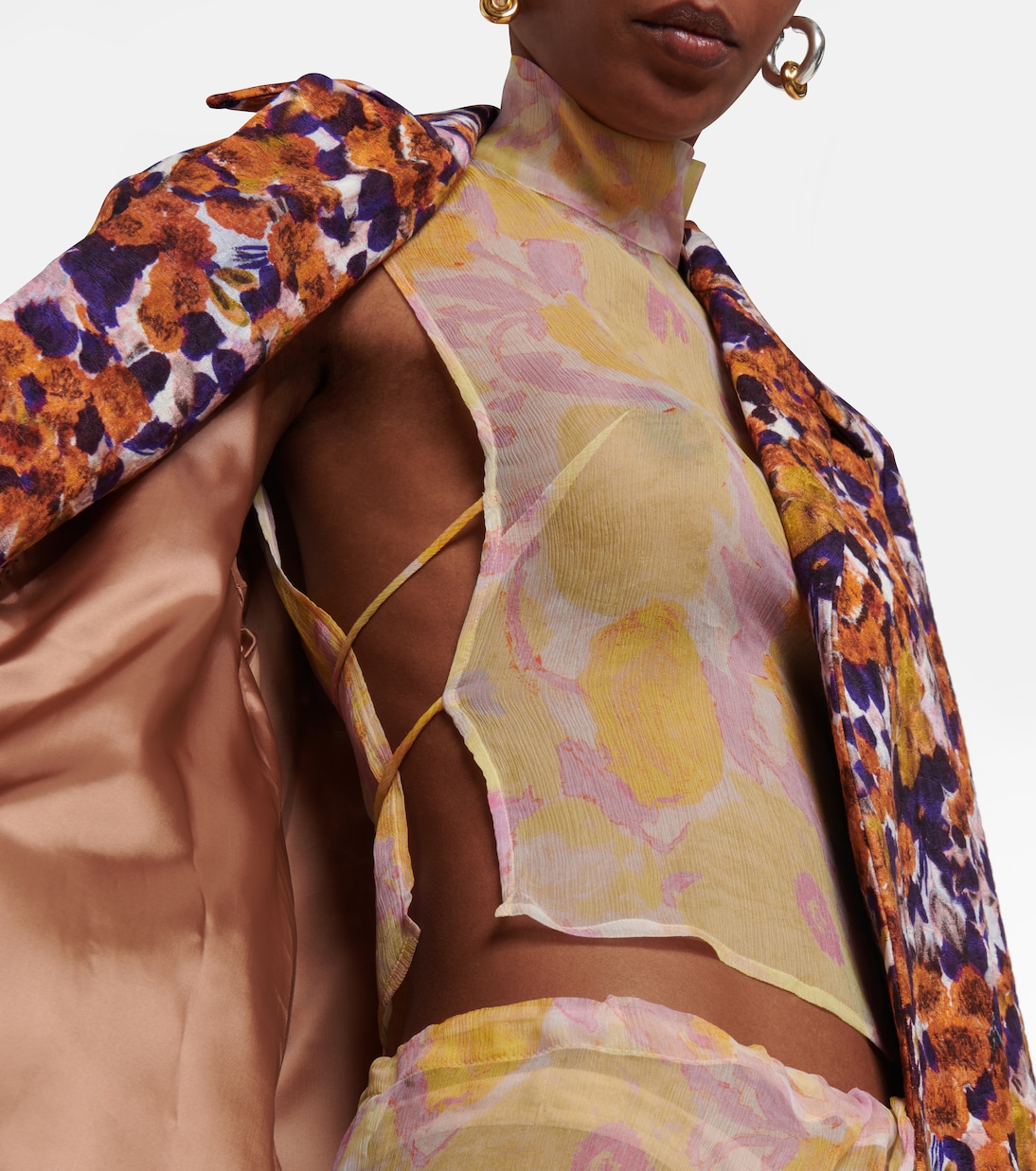 Printed mockneck silk top | Dries Van Noten