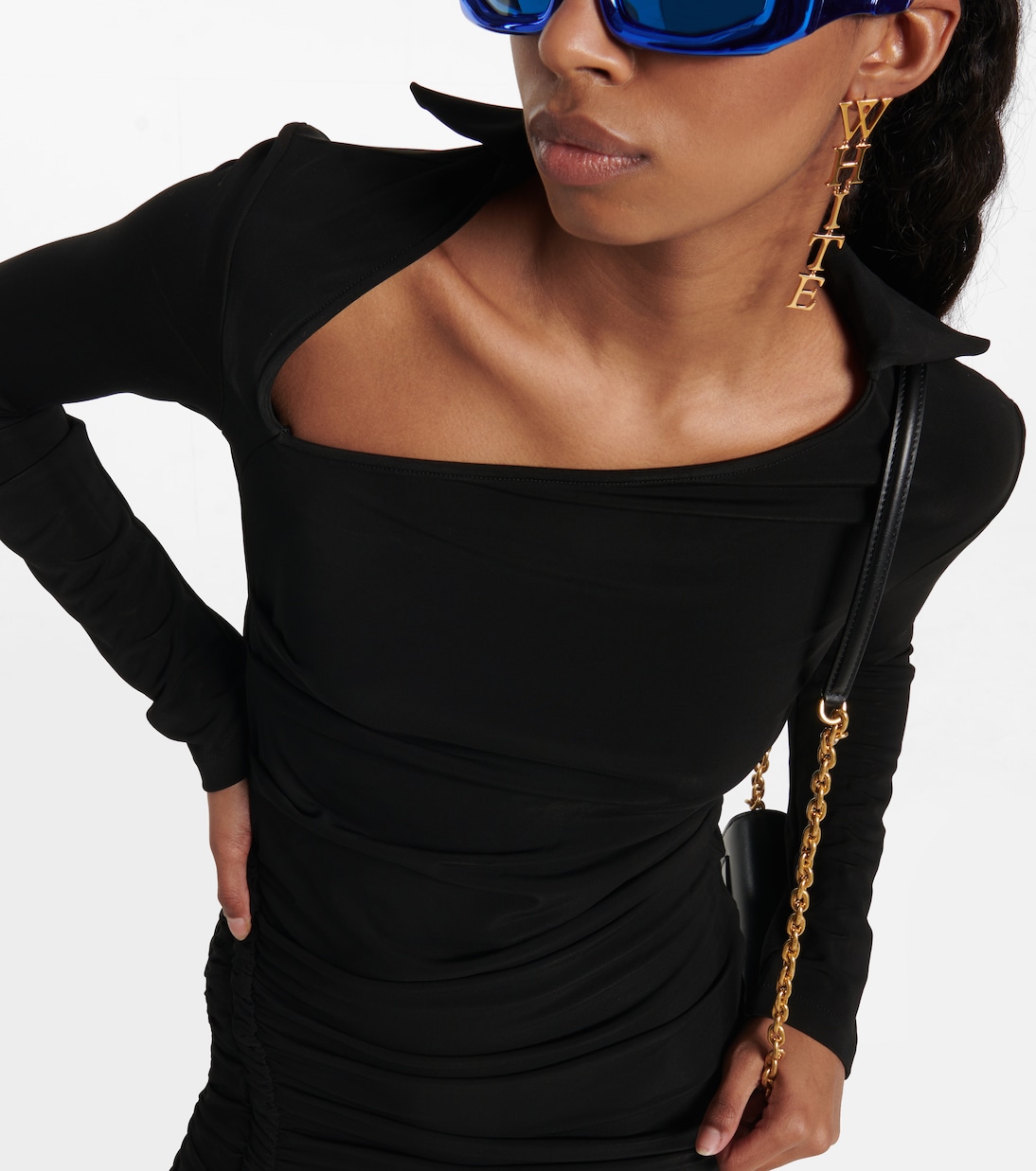 Asymmetric crêpe minidress | Off-White