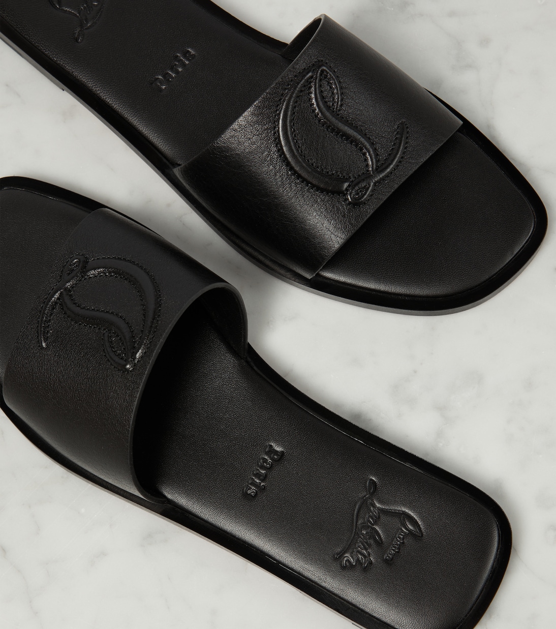 Mules CL en cuir embossé | Christian Louboutin