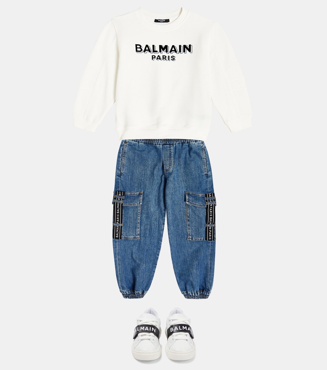 Felpa in jersey di cotone con logo | Balmain Kids