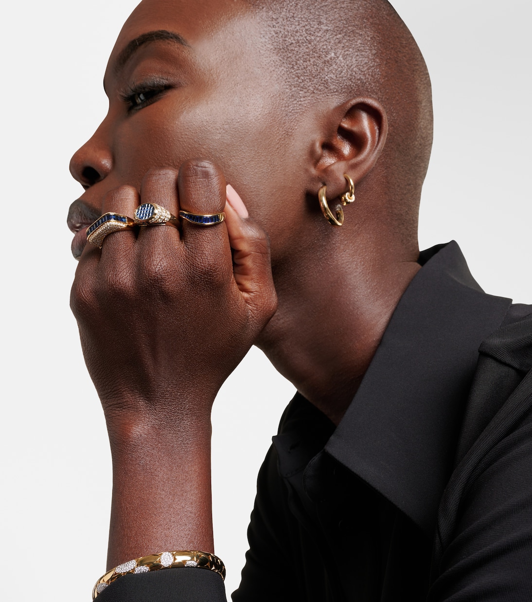 Bague Wave en or 9 ct et saphirs | Rainbow K