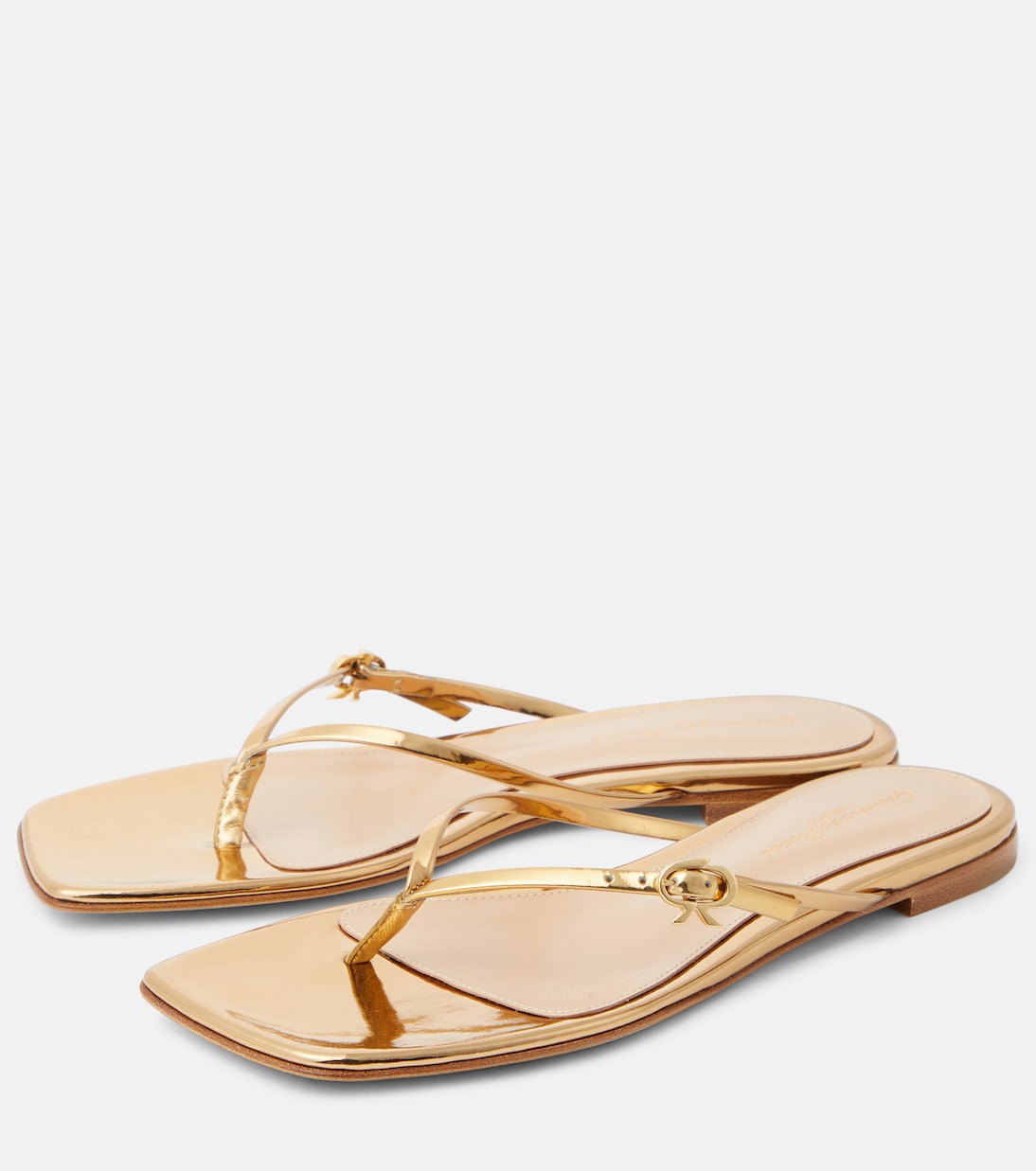 Sandali infradito in pelle metallizzata | Gianvito Rossi