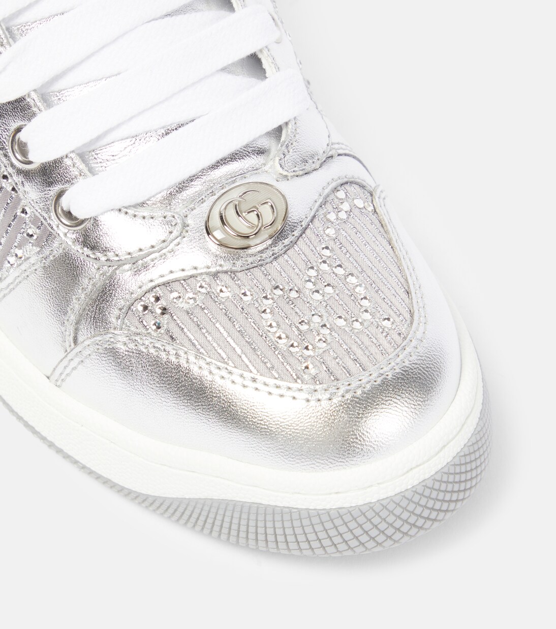 Screener GG metallic leather sneakers in silver Gucci Mytheresa