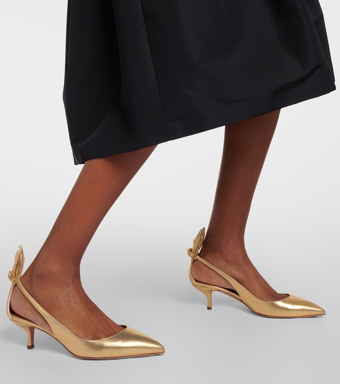 Escarpins Bow Tie en cuir métallisé | Aquazzura