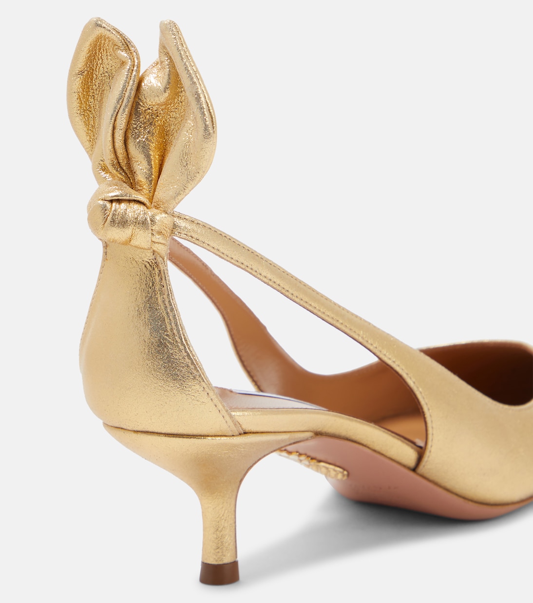 Escarpins Bow Tie en cuir métallisé | Aquazzura