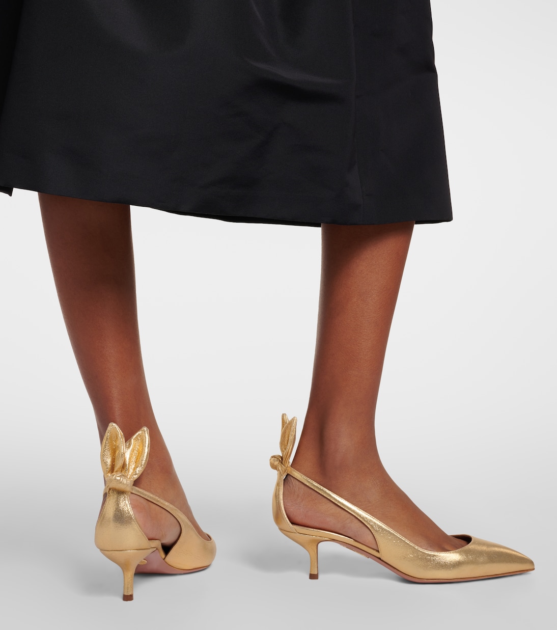 Escarpins Bow Tie en cuir métallisé | Aquazzura
