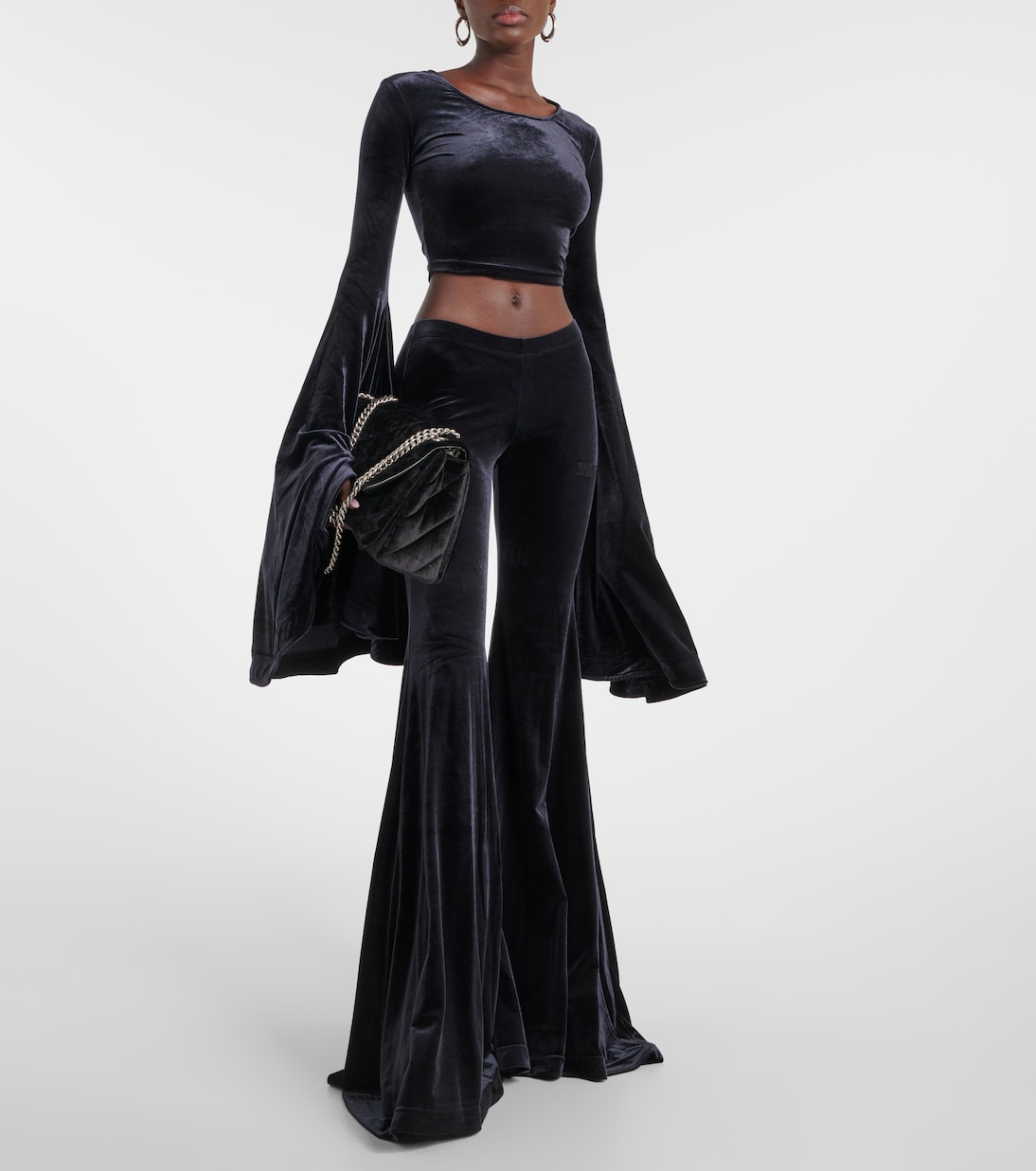 Top raccourci en velours | Vetements