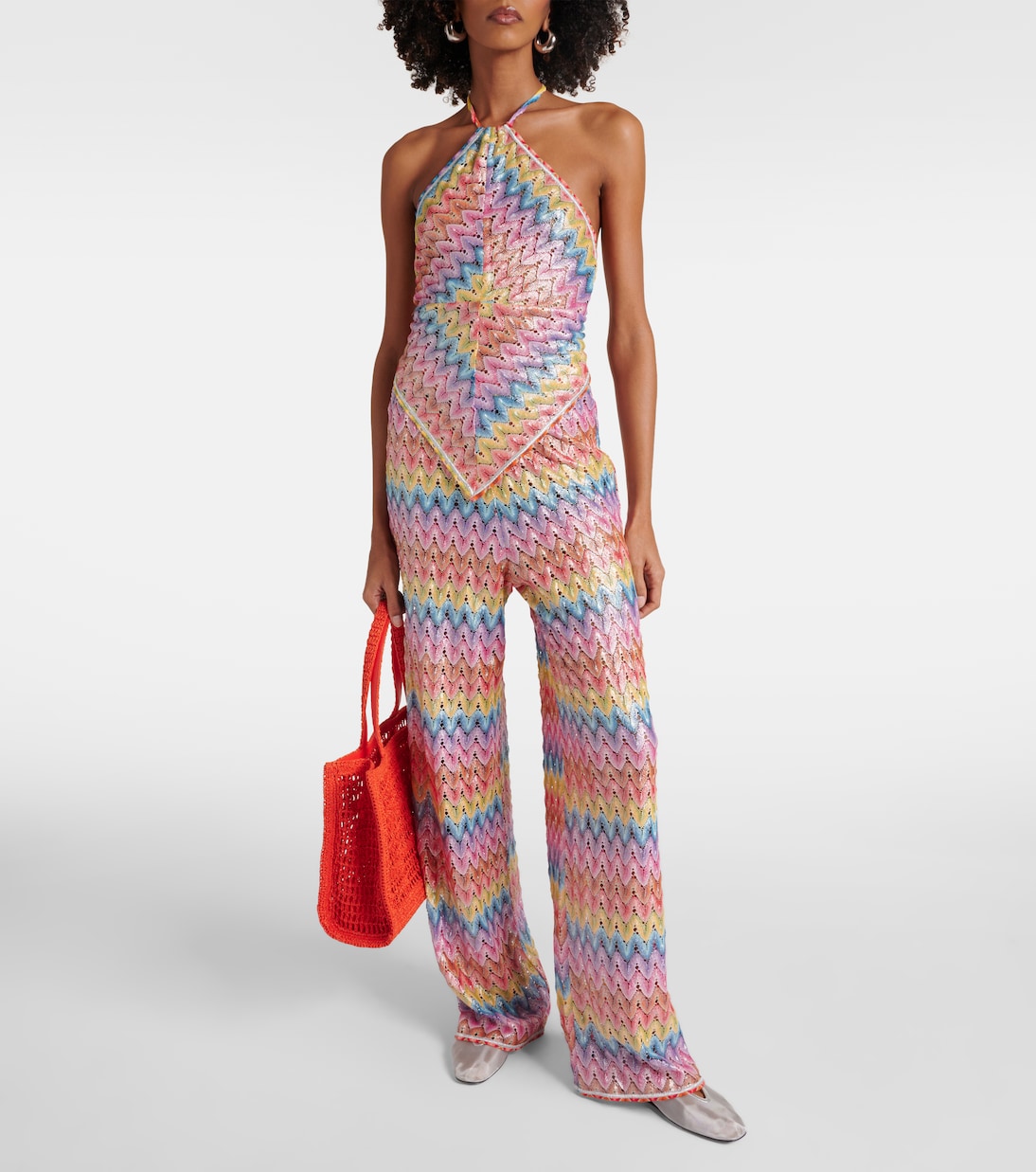 Zigzag lamé palazzo pants | Missoni