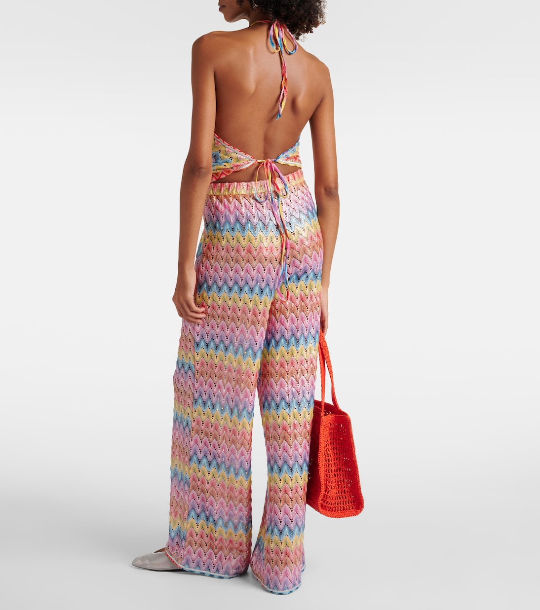 Zigzag lamé palazzo pants | Missoni