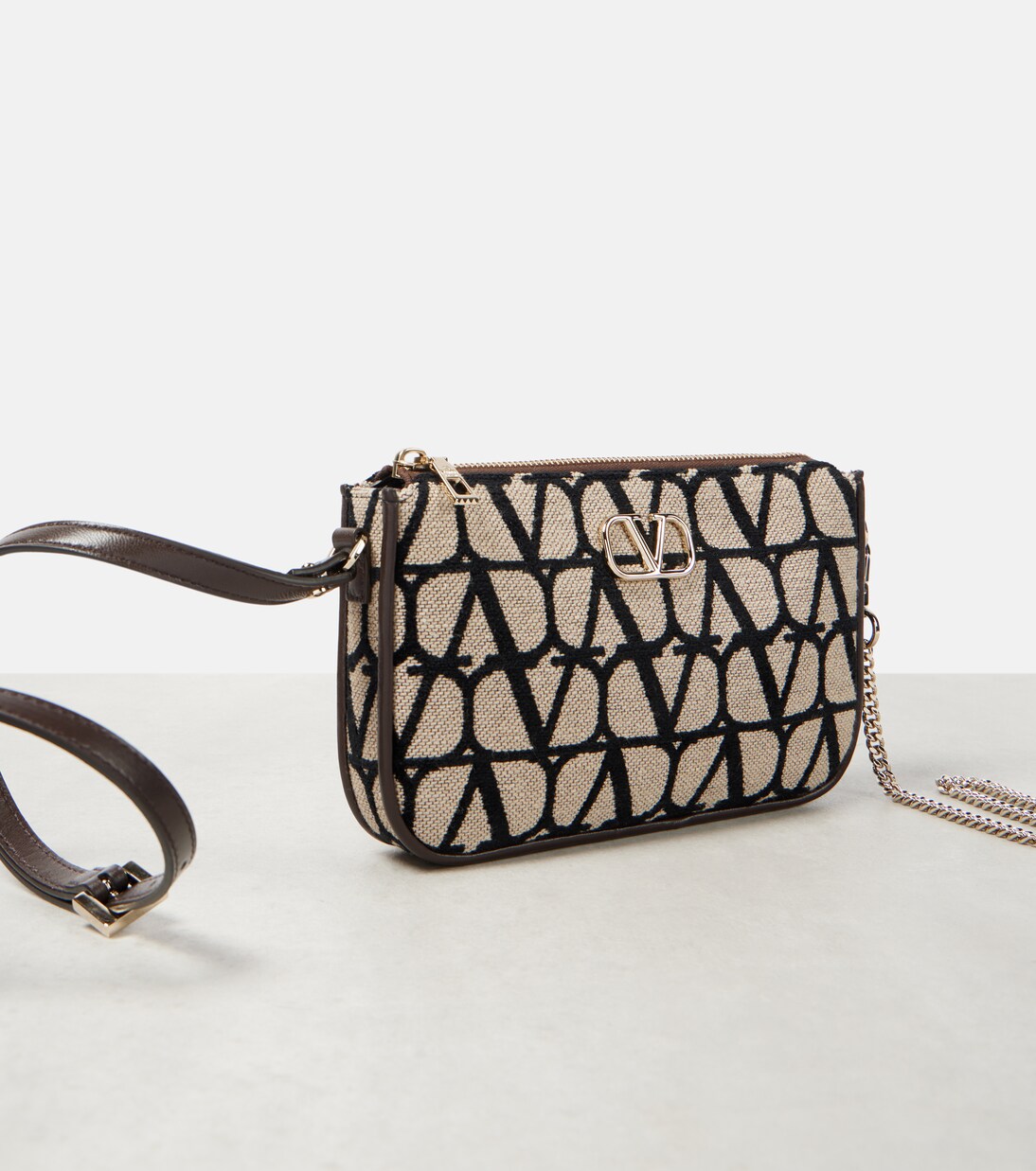 Toile Iconographe Mini canvas shoulder bag in beige Toile Iconographe Mini canvas shoulder bag in beige