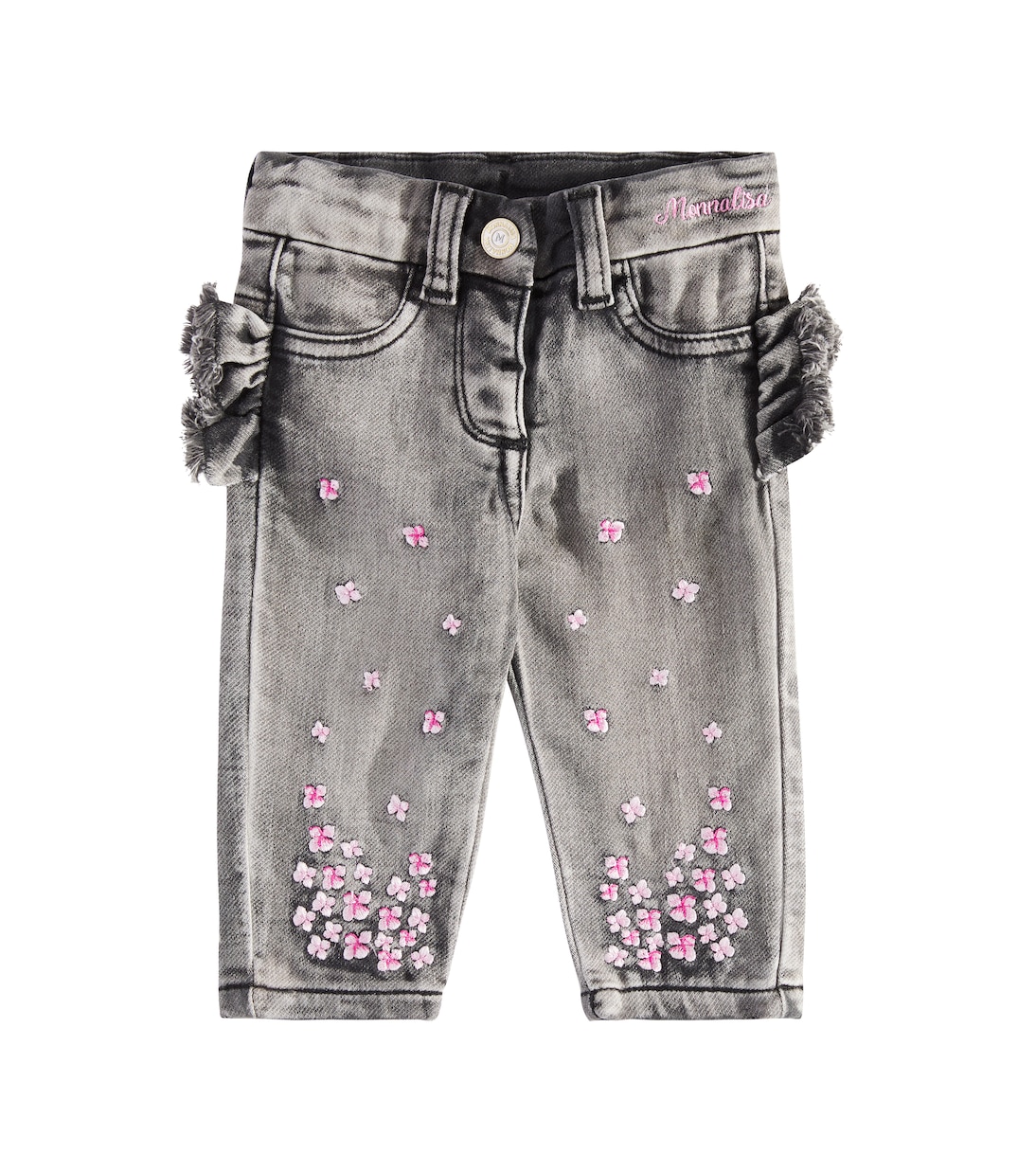 Baby embroidered ruffled jeans | Monnalisa