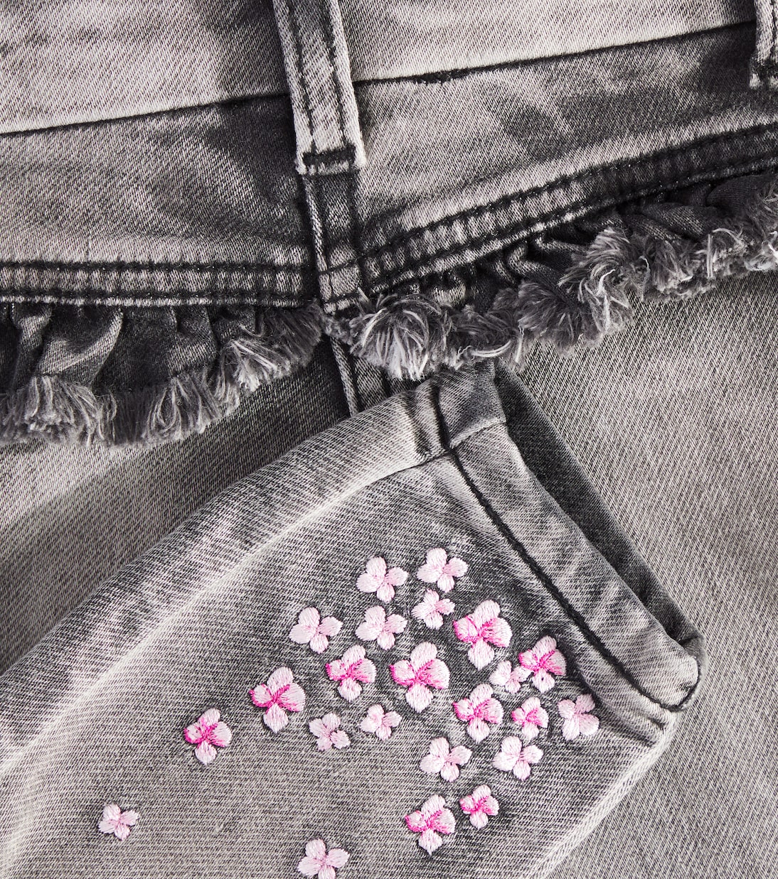 Baby embroidered ruffled jeans | Monnalisa