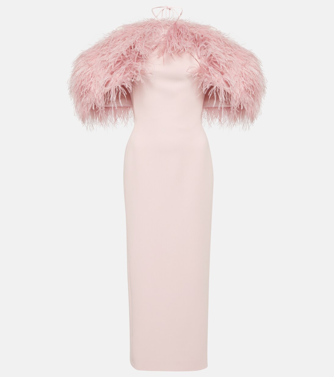 Off-shoulder feather-trimmed midi dress | David Koma