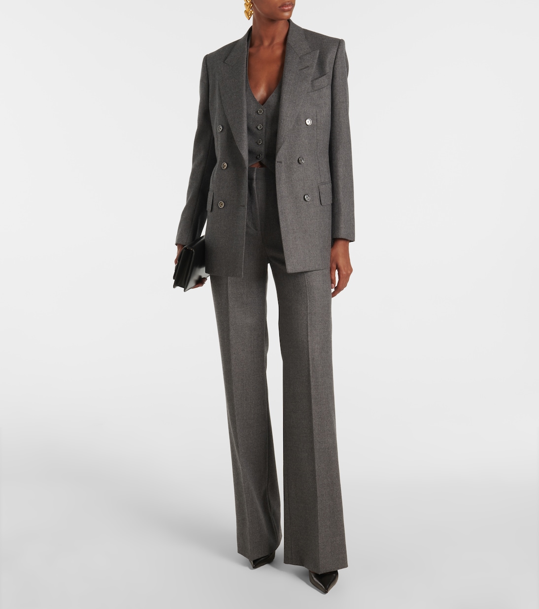 High-rise wool twill bootcut pants | Tom Ford