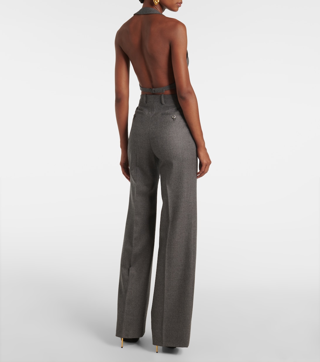 High-rise wool twill bootcut pants | Tom Ford
