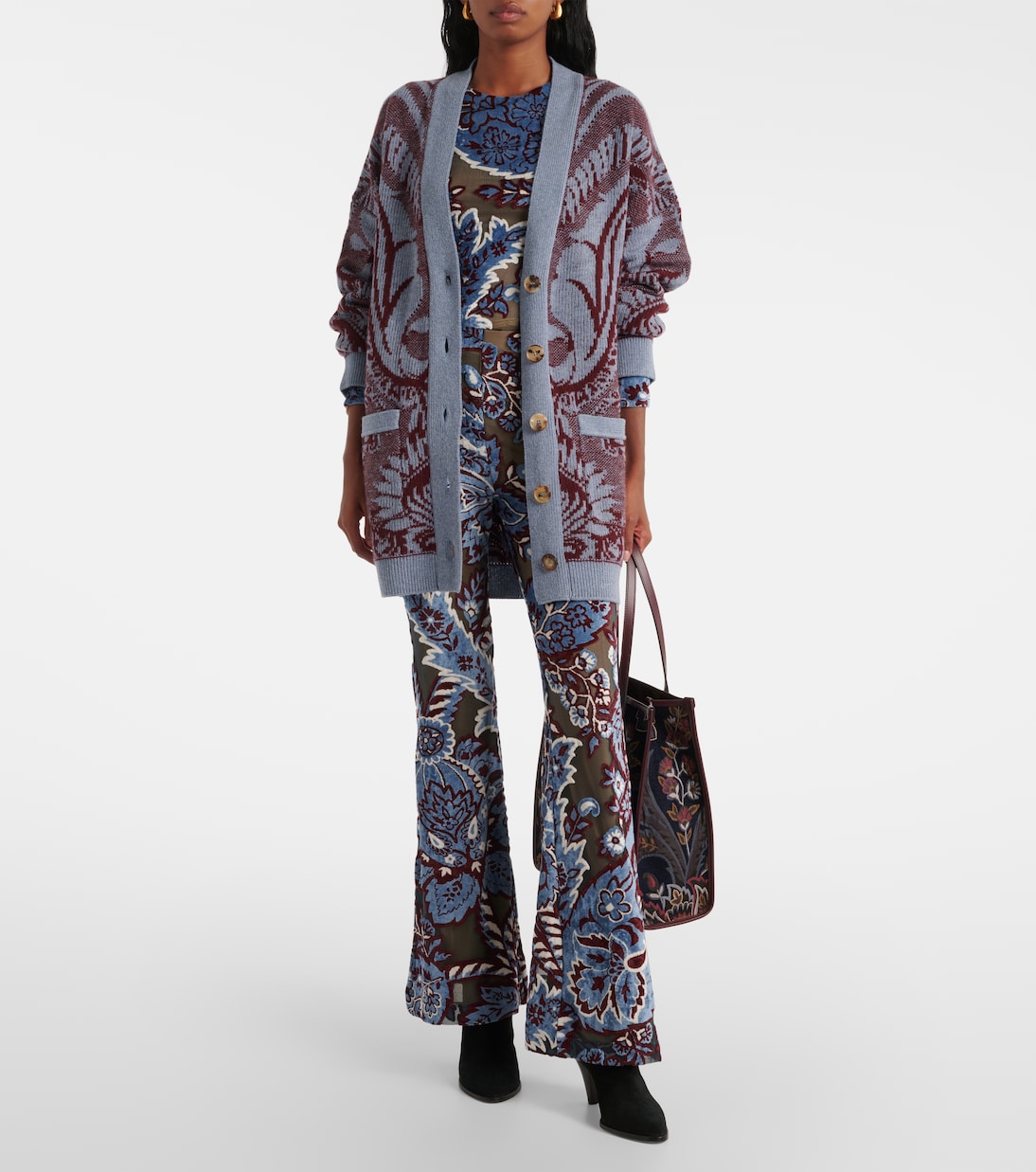 Pantalon évasé en velours à fleurs | Etro