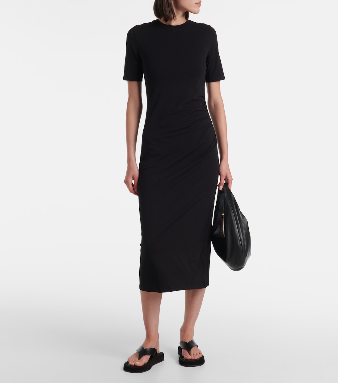 Gathered cotton-blend midi dress | Vince