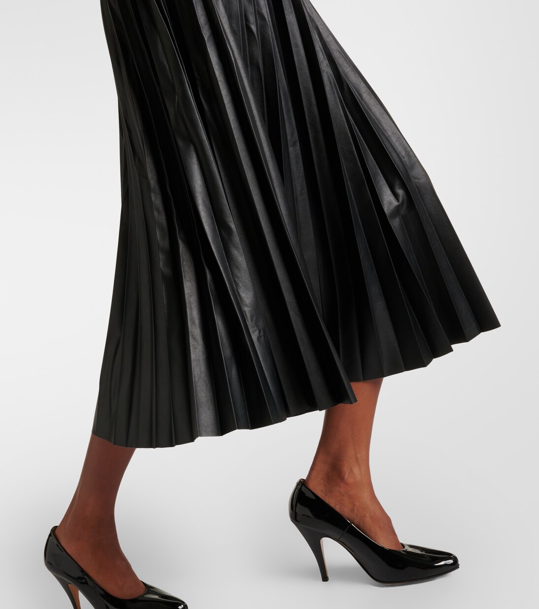 Falda midi plisada de piel sintética | MM6 Maison Margiela