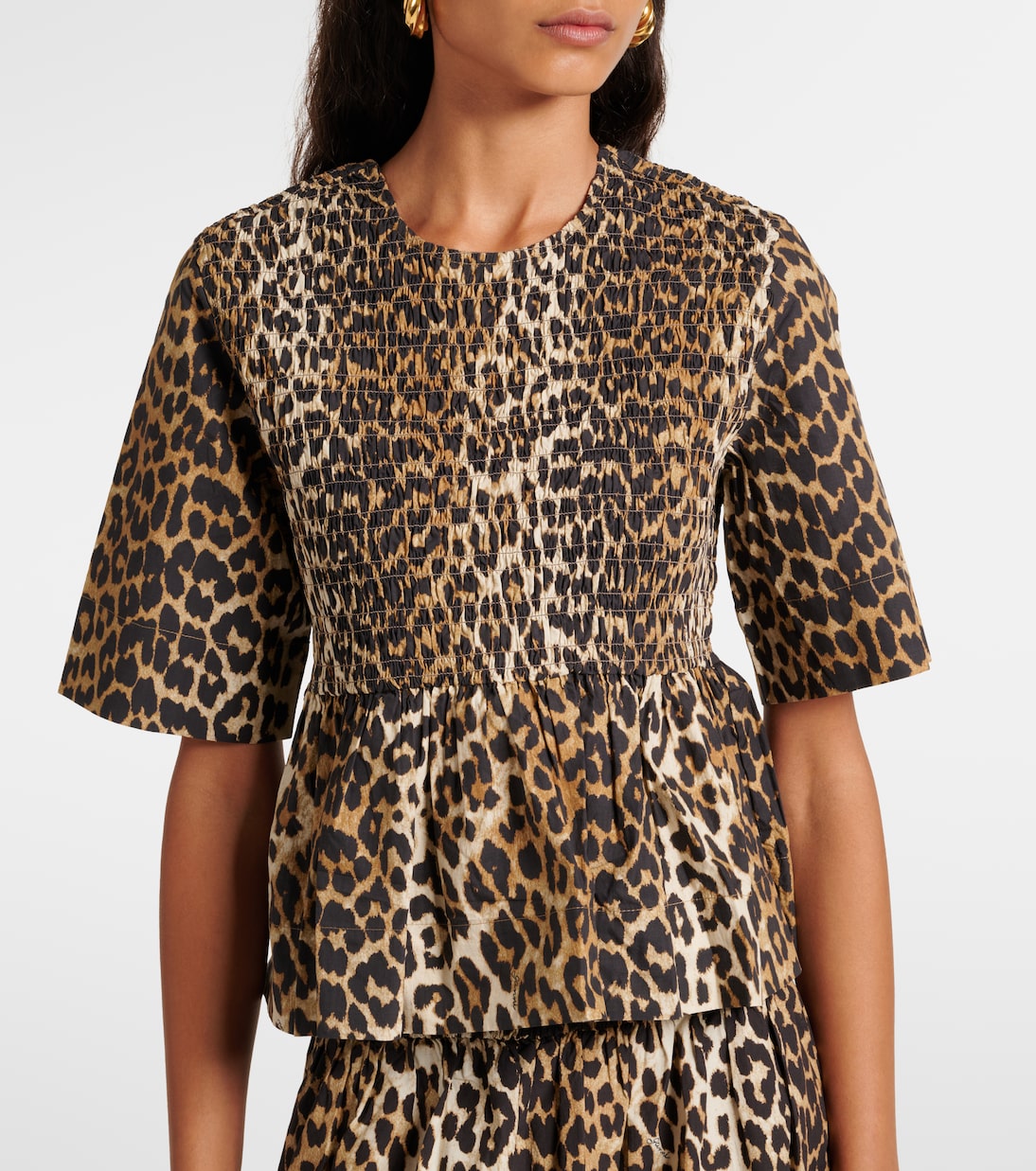 Leopard-print cotton top | Ganni
