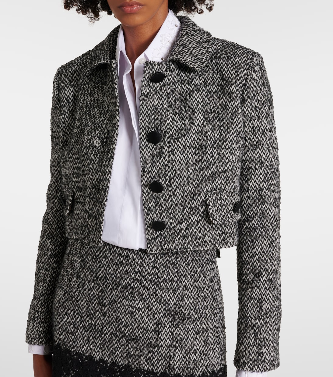 Cropped wool-blend tweed jacket | Dolce&Gabbana