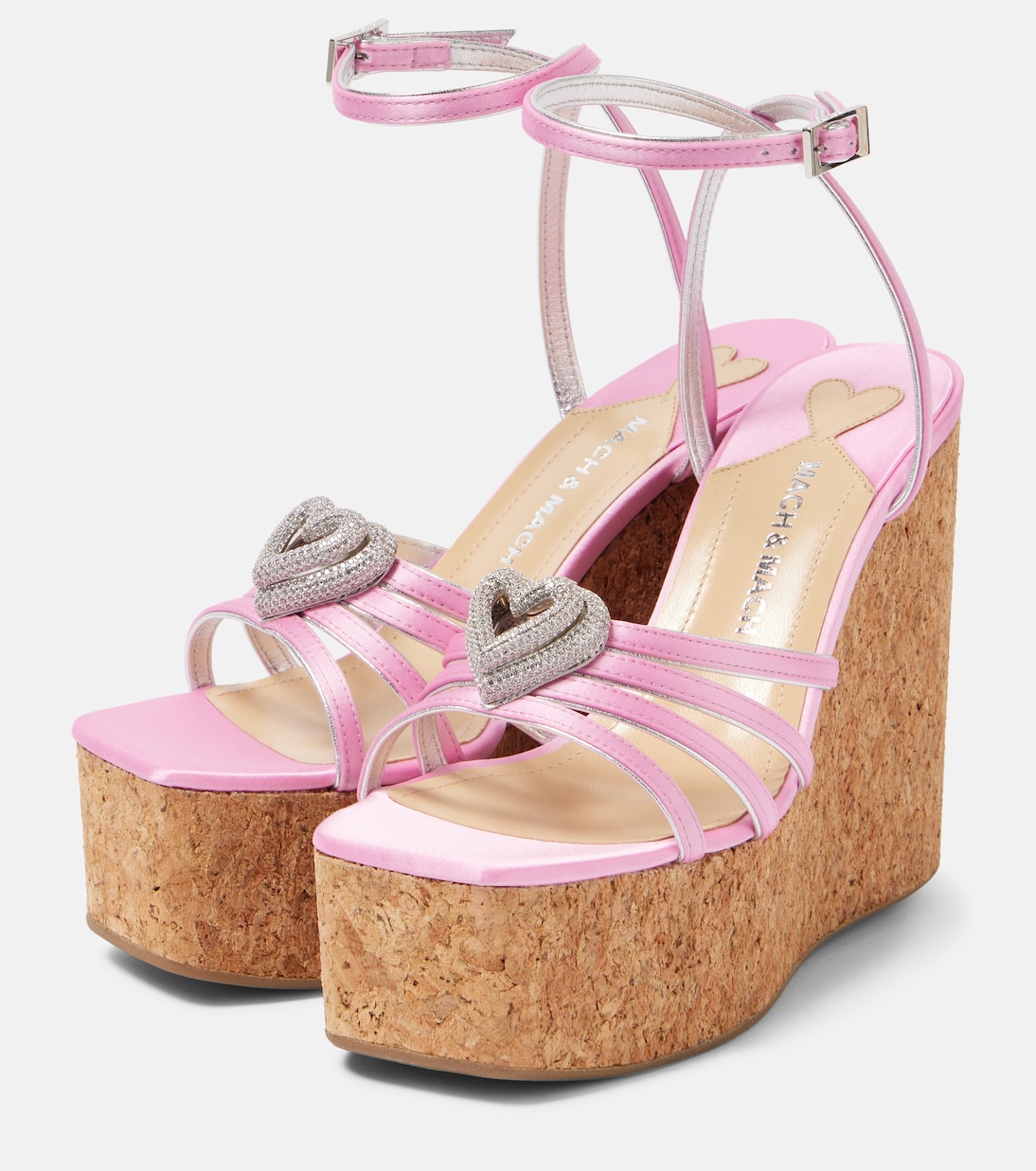 Sandales compensées Double Heart en satin | Mach & Mach