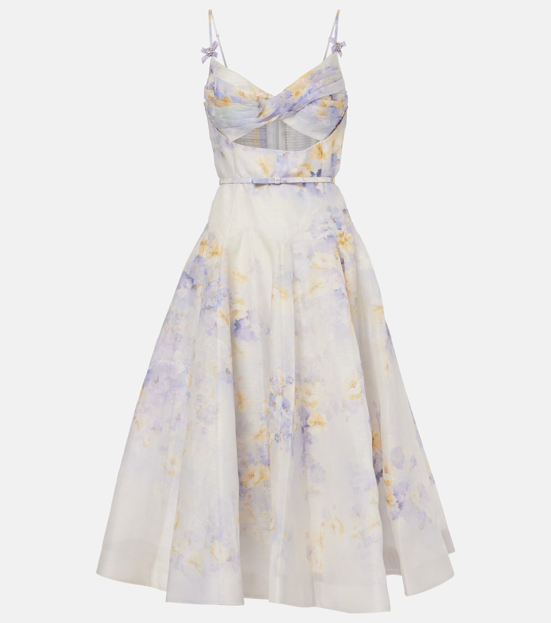 Abito midi in lino e seta con cut-out | Zimmermann