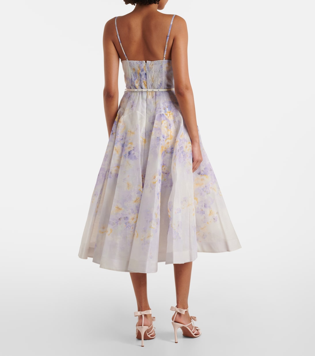 Abito midi in lino e seta con cut-out | Zimmermann