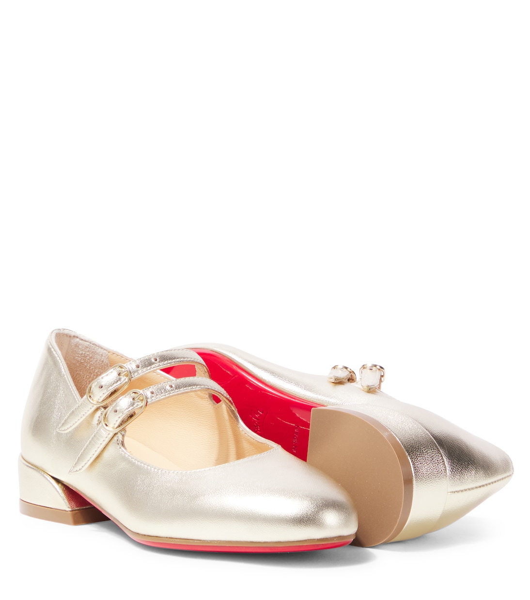 Ballerines Jane Fille en cuir métallisé | Christian Louboutin Kids