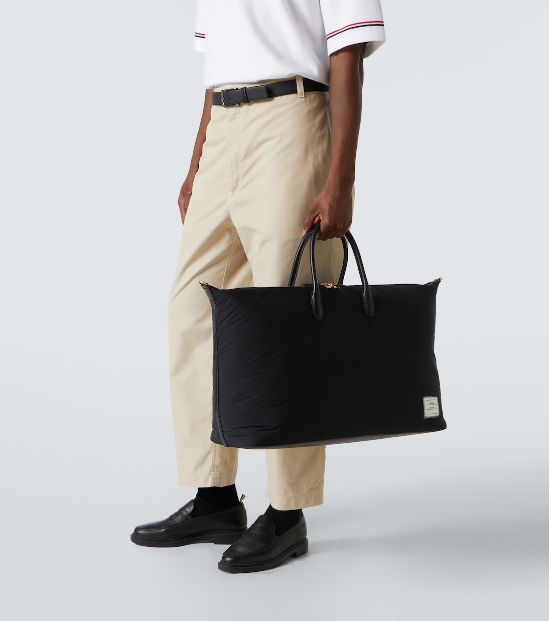Weekender aus Twill mit Leder | Thom Browne