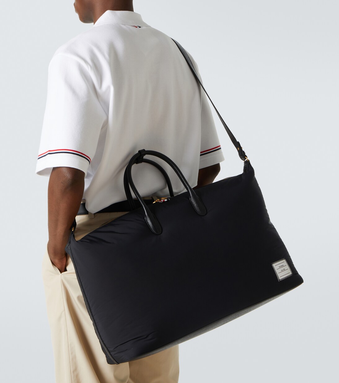 Weekender aus Twill mit Leder | Thom Browne