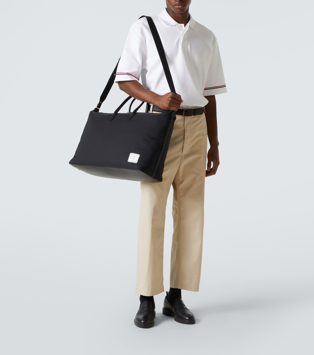 Weekender aus Twill mit Leder | Thom Browne