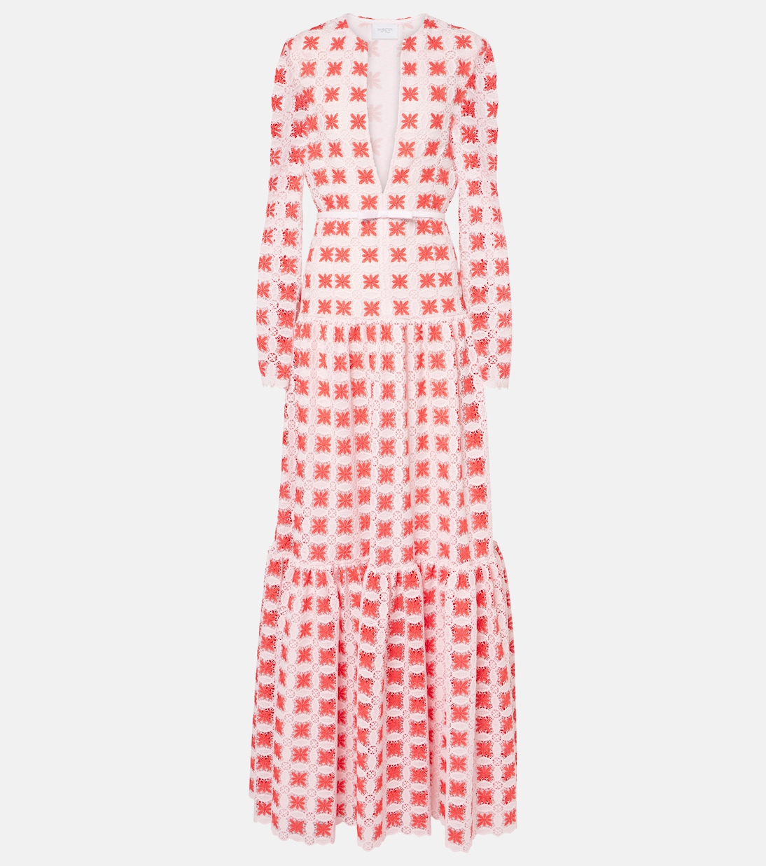 Vestido largo de encaje con cinturón | Giambattista Valli