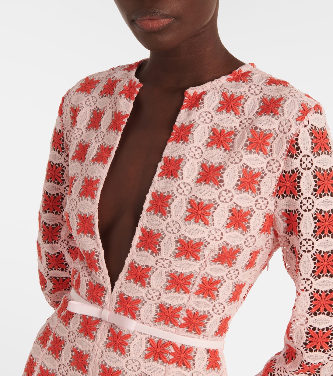 Vestido largo de encaje con cinturón | Giambattista Valli