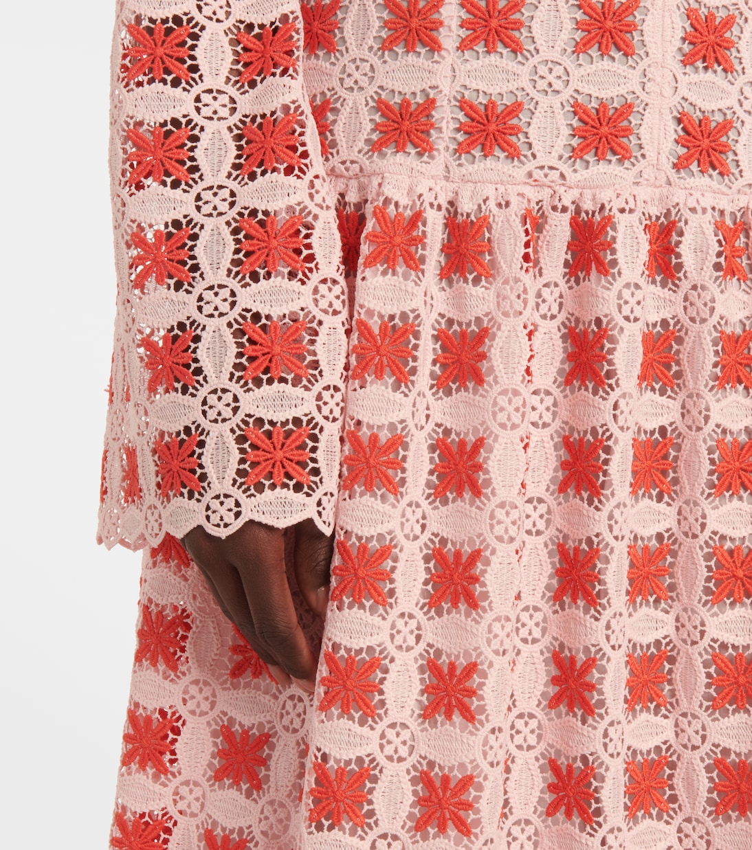 Vestido largo de encaje con cinturón | Giambattista Valli