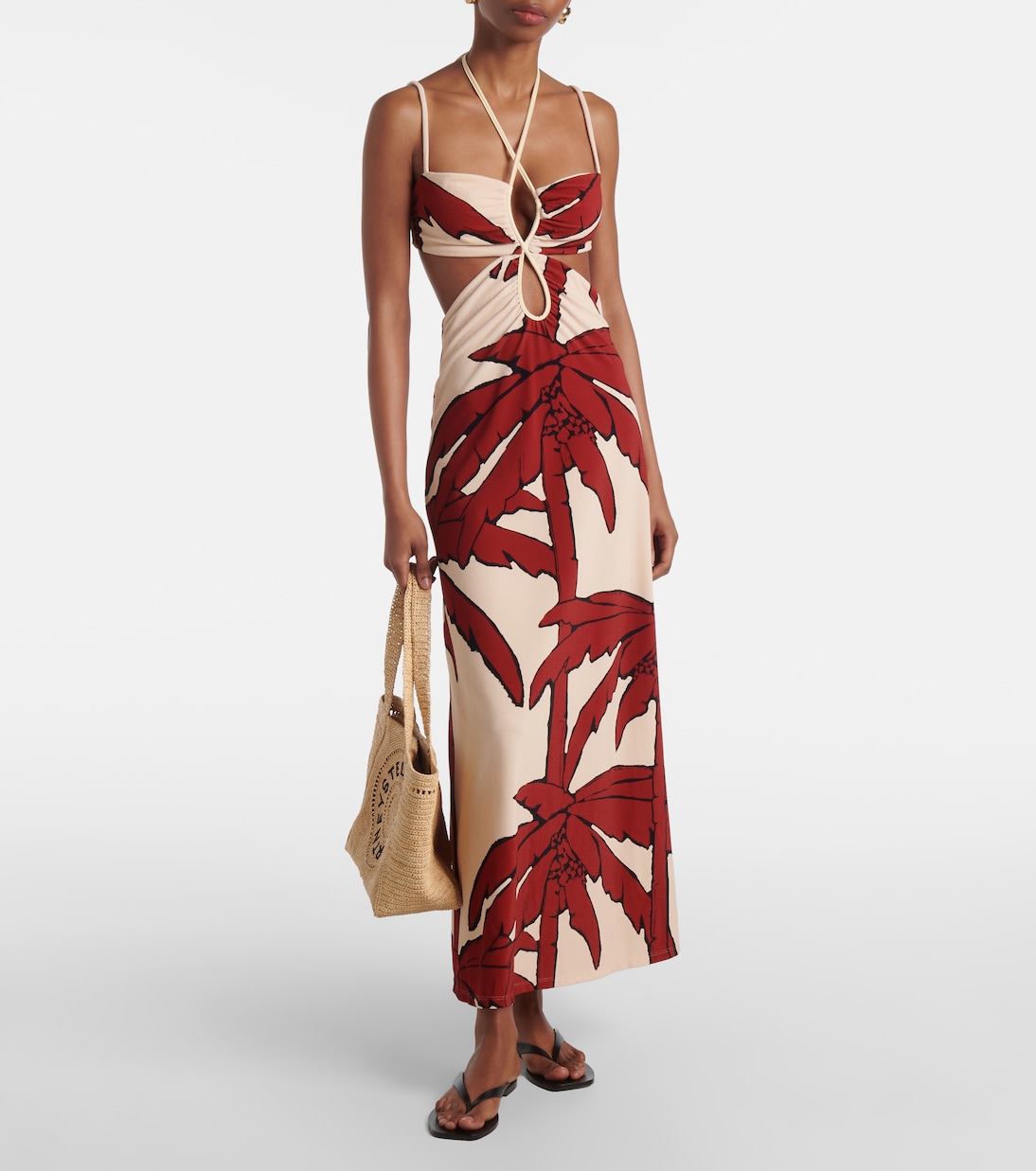 Abito midi con cut-out e stampa | Johanna Ortiz