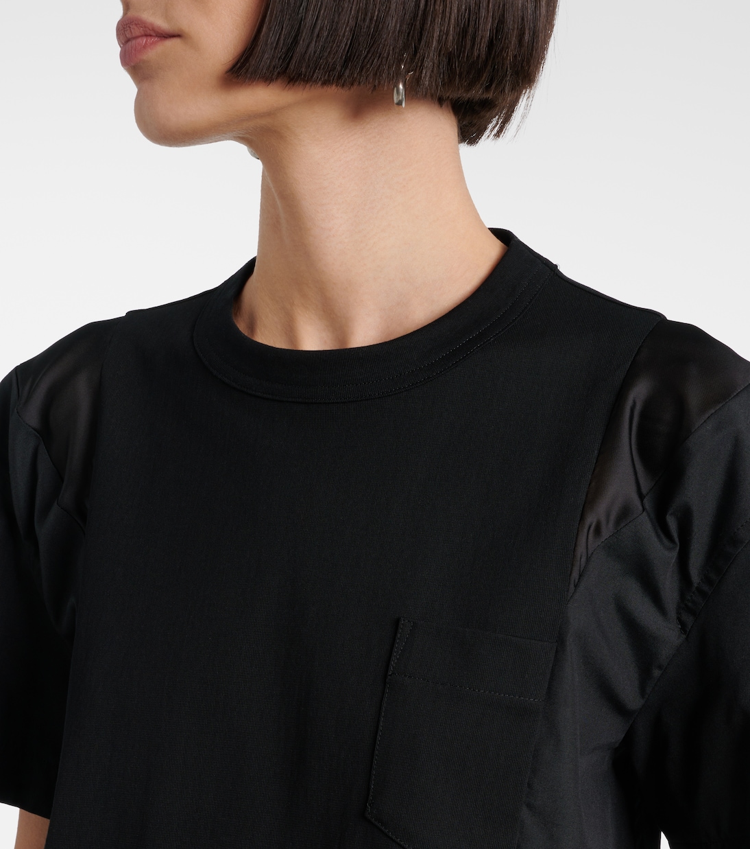 Camiseta de popelín de algodón y jersey | Sacai