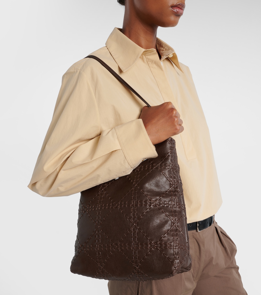 Borsa Lilou in pelle con ricamo | The Row