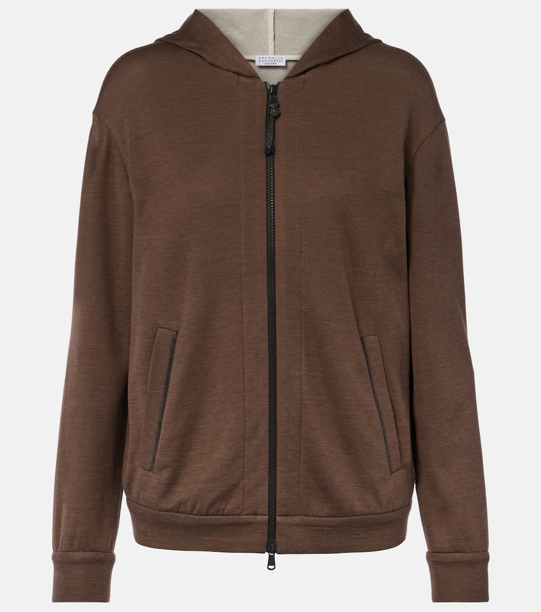 Cotton and silk zip-up hoodie  | Brunello Cucinelli