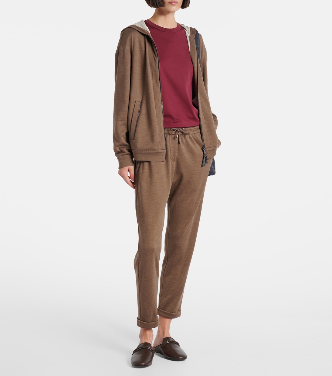 Cotton and silk zip-up hoodie  | Brunello Cucinelli