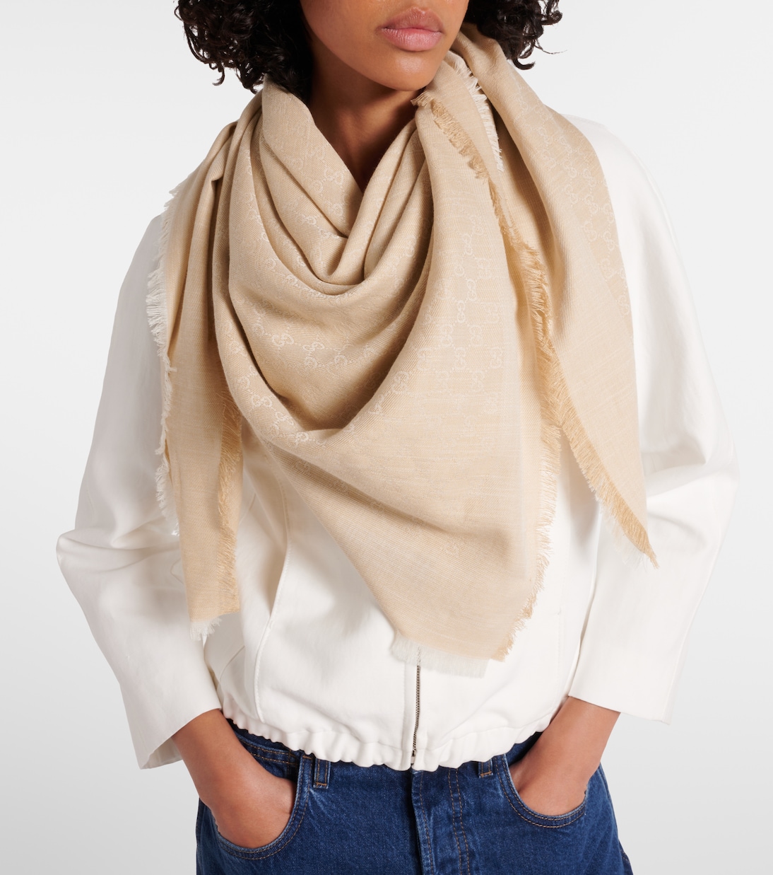 GG cotton, wool, and silk scarf | Gucci