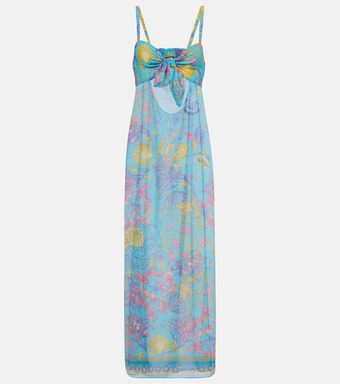 Robe longue semi-transparente imprimée | Versace