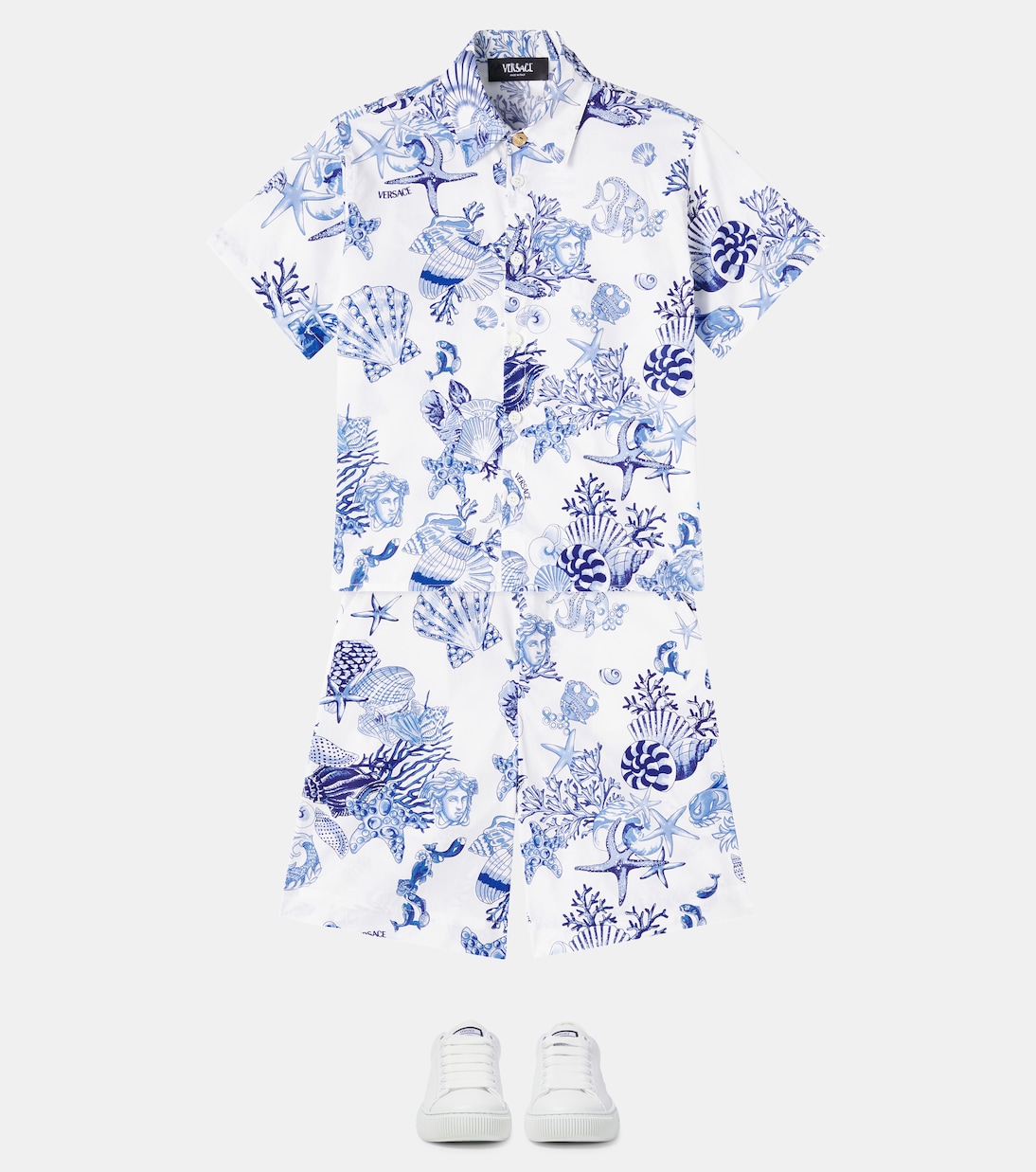 Coral Theatre cotton poplin shorts | Versace Kids
