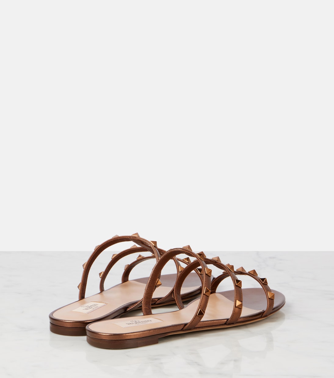 Sandalen Rockstud aus Metallic-Leder | Valentino Garavani