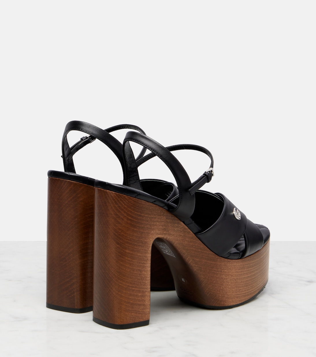 Double G leather platform sandals | Gucci