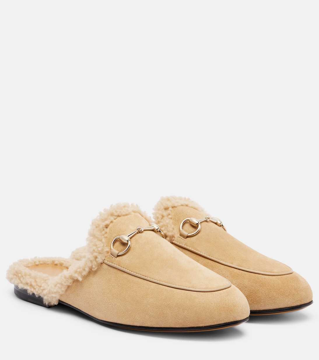 Mules in suede con shearling | Gucci