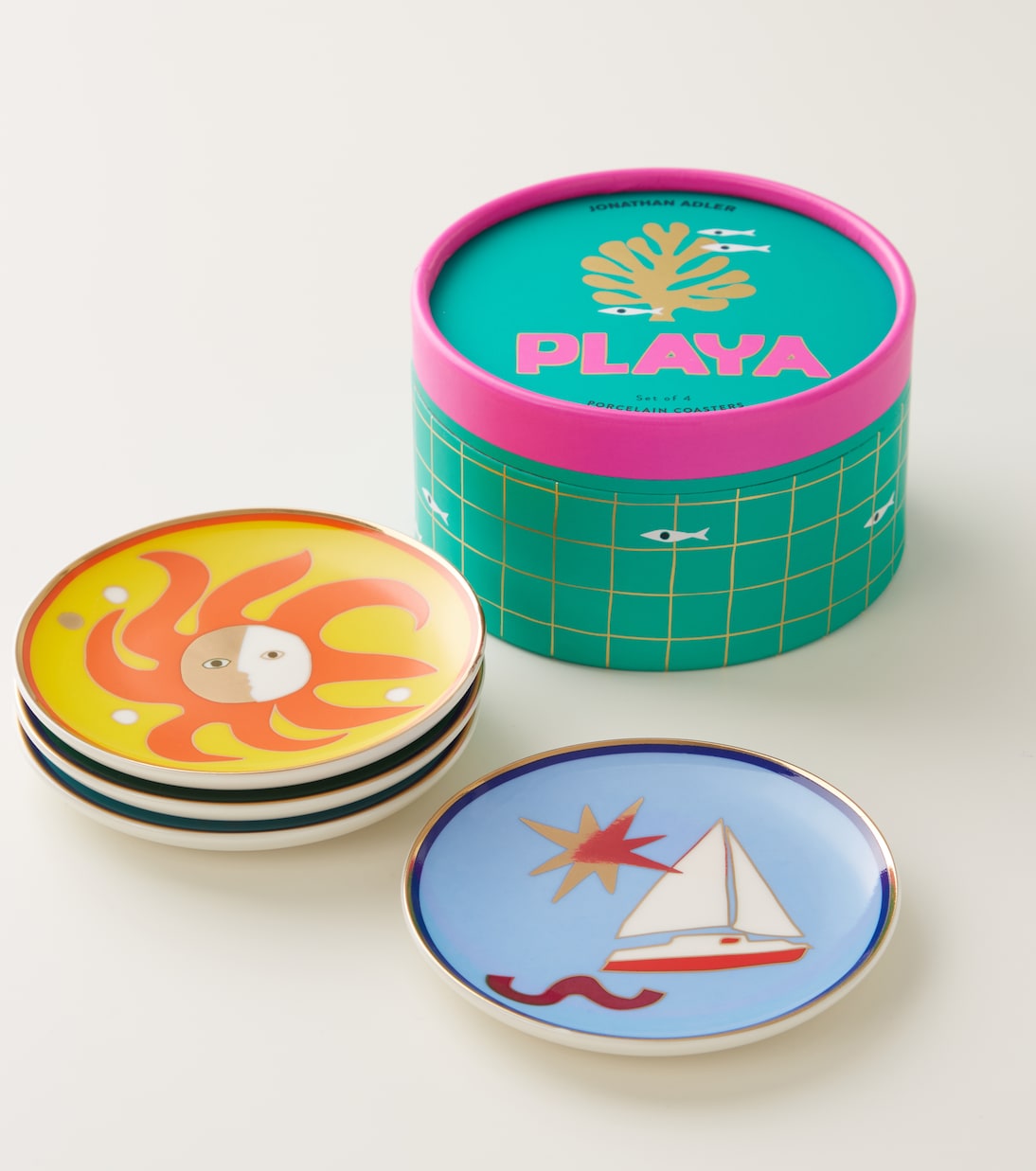 Set de 4 dessous de verre Playa en porcelaine | Jonathan Adler